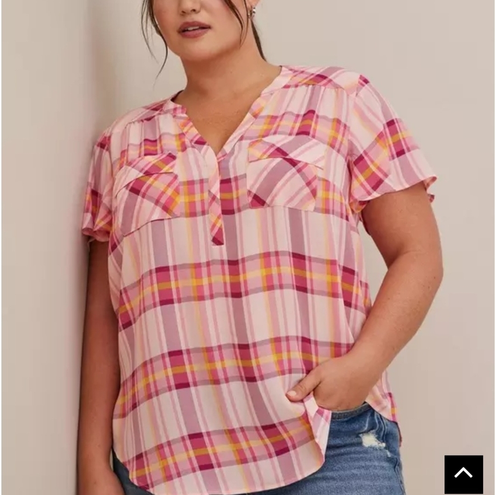 Torrid Harper Georgette Pullover Flutter Blouse - Picture 3 of 8